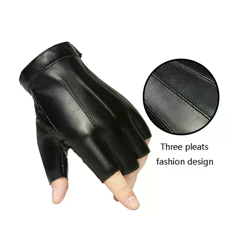 PU Leather Fingerless Tactical Gloves | Driving & Cycling Fingerless Leather Gloves QXL