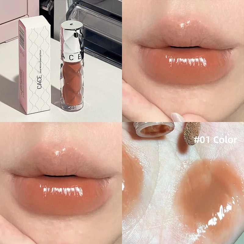 CACE Crystal Lip Glaze – Mirror Finish Long-Lasting Lip Tint Lip Gloss QXL 01