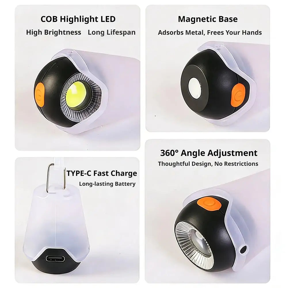 Magnetic Hook LED Camping Lantern | USB-C Rechargeable Dual Color LED Camping Lantern QXL