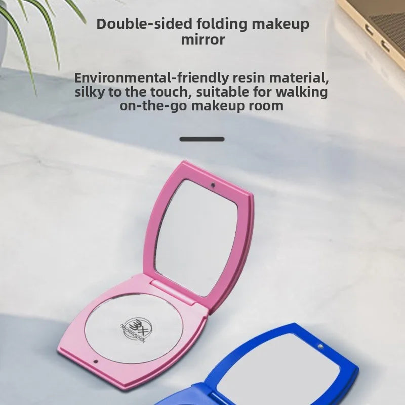 Portable Folding Double-Sided Makeup Mirror | 3X Magnification Compact Makeup Mirror QXL pink