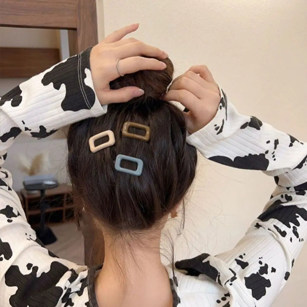 Korean Square Hair Clips | Morandi Color Barrettes – 1 Pair Hair Clip Barrettes QXL