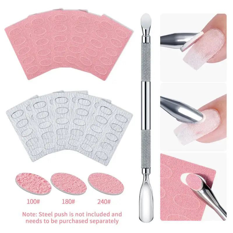 Nail Cuticle Pusher & Sandpaper File Set 100/180/240 Grit Nail File Set QXL