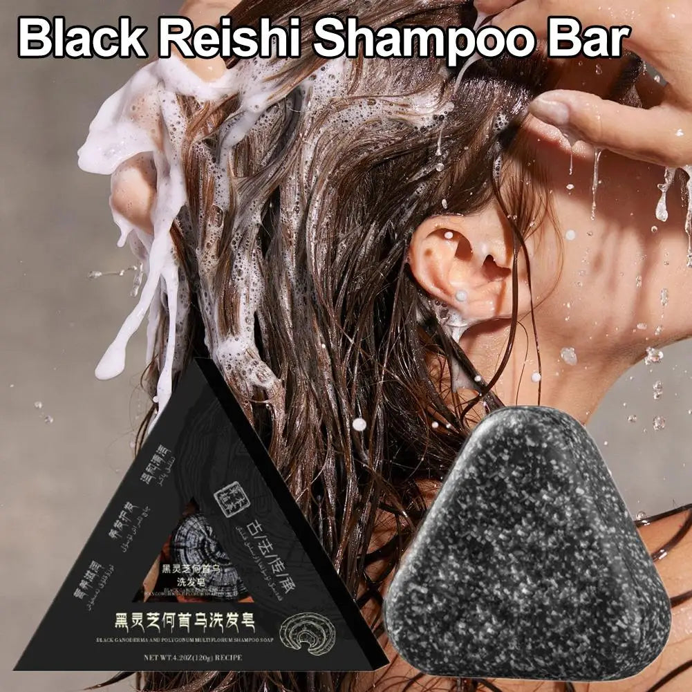 Black Reishi Polygonum Shampoo Bar | Natural Solid Hair Soap Solid Shampoo Bar QXL