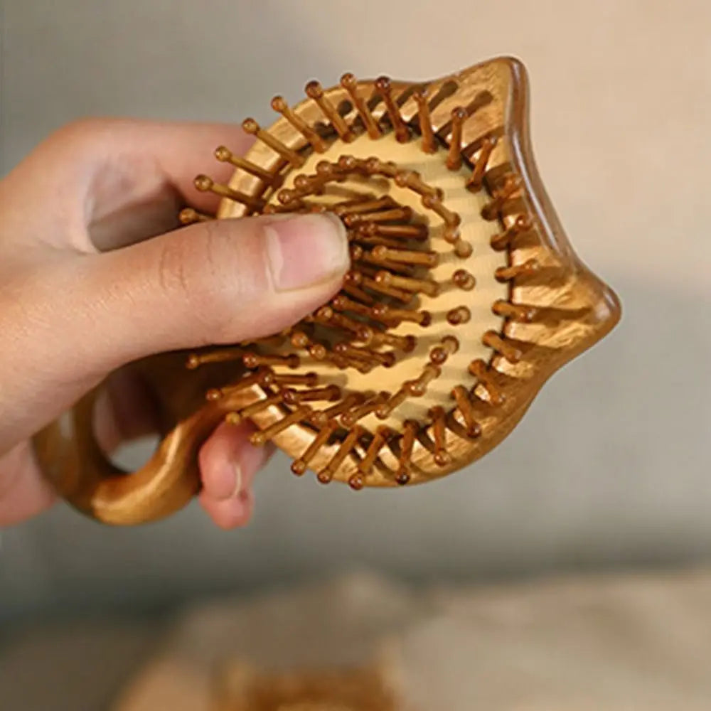 Sandalwood Cat-Shaped Cushion Comb | Anti-Static Wooden Wooden Hair Comb QXL