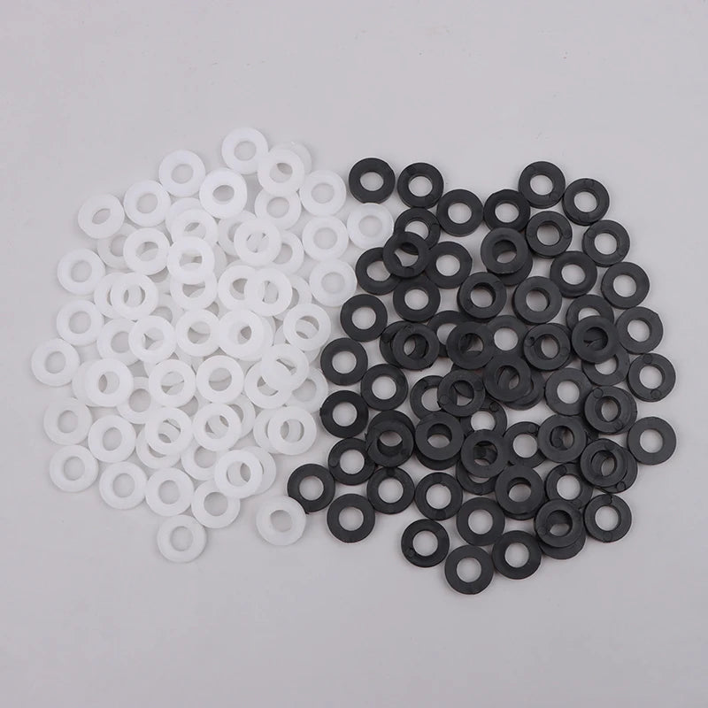 100-Pack Nylon Flat Washers for Drum Lug Screws | Black & White Drum Repair Parts QXL