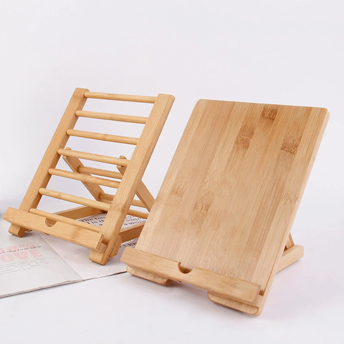 Wooden Tablet & Cookbook Stand with Charging Hole | Desk Tablet Cookbook Stand QXL
