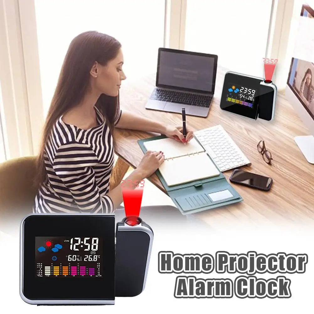 LED Projection Alarm Clock | Color Screen & Weather Forecast Projection Alarm Clock QXL