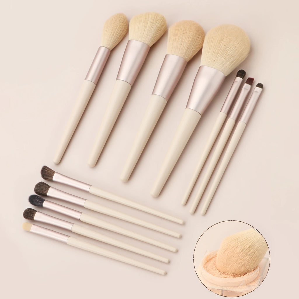 Ronshadow 12-Pc Cream Yellow Makeup Brush Set | Soft Bristles Makeup Brush Set QXL