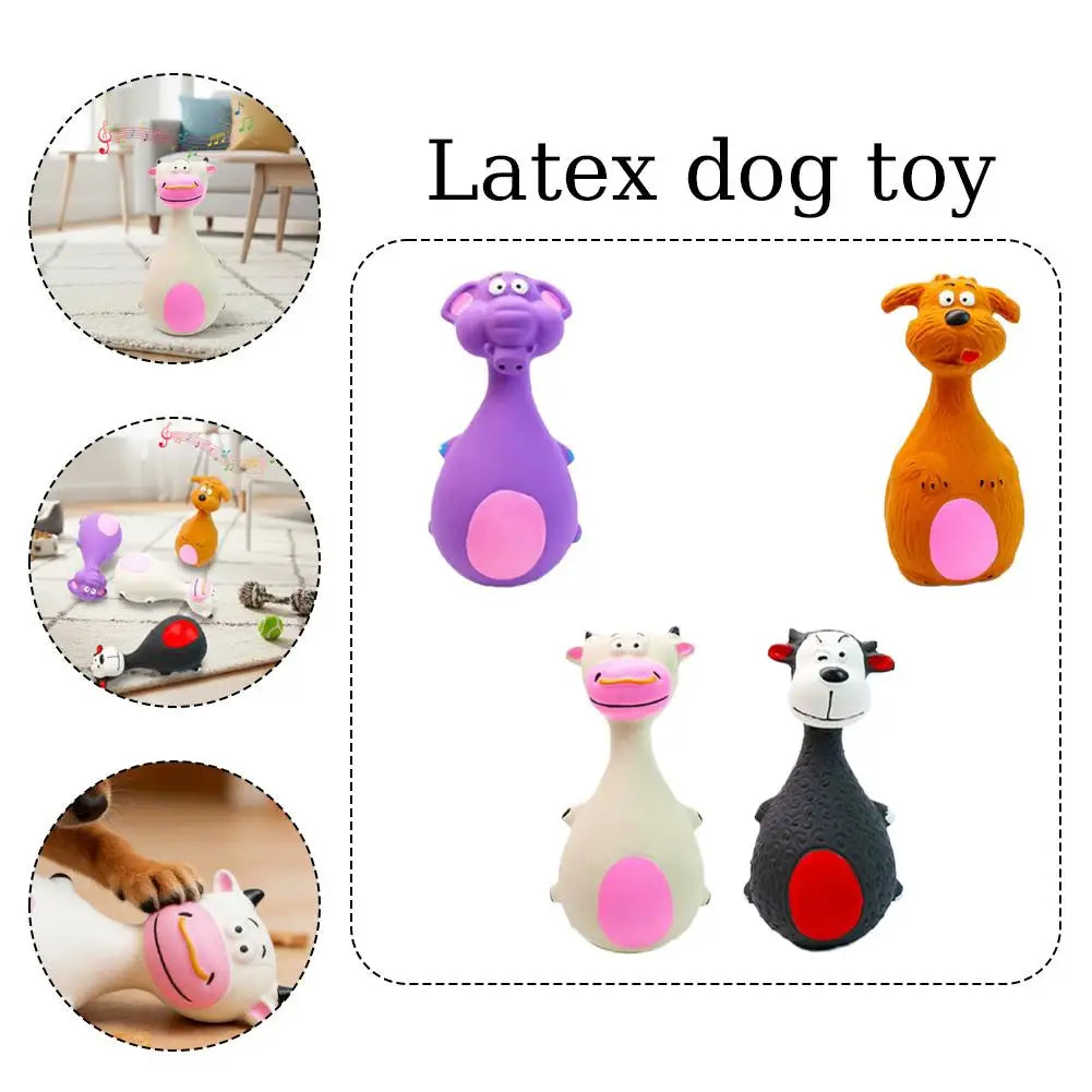 Latex Squeaky Dog Toy – Cartoon Animal Chew & Fetch Toy Squeaky Dog Toy QXL