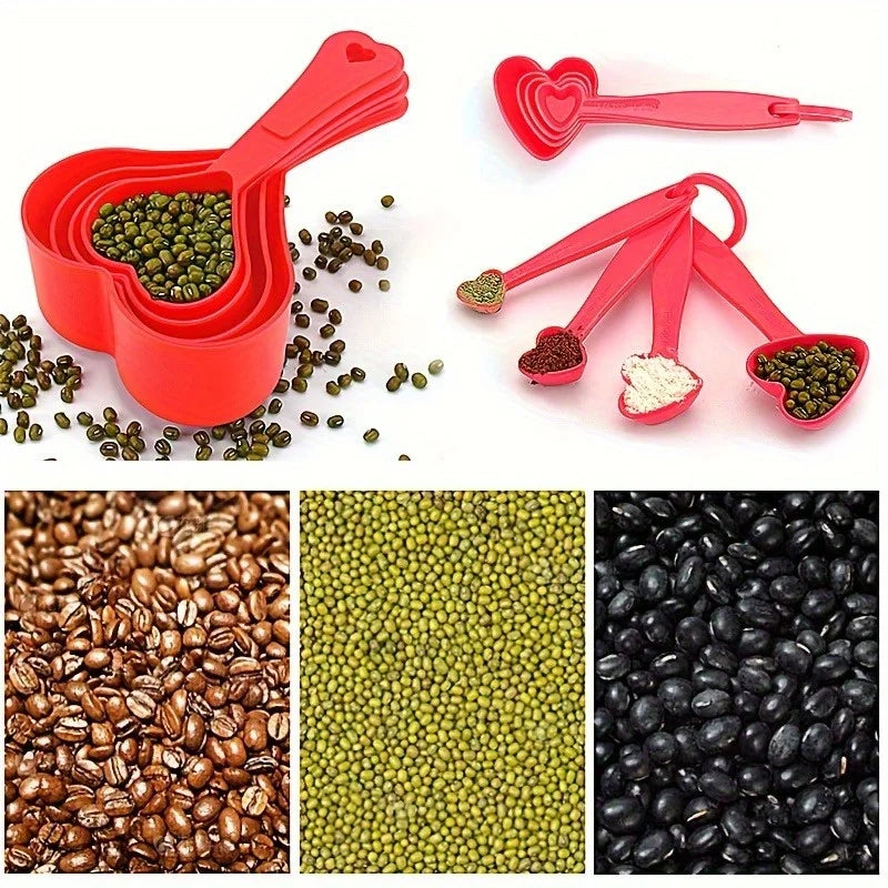 4-Piece Heart Shaped Measuring Cups & Spoon Set Measuring Cup Set QXL