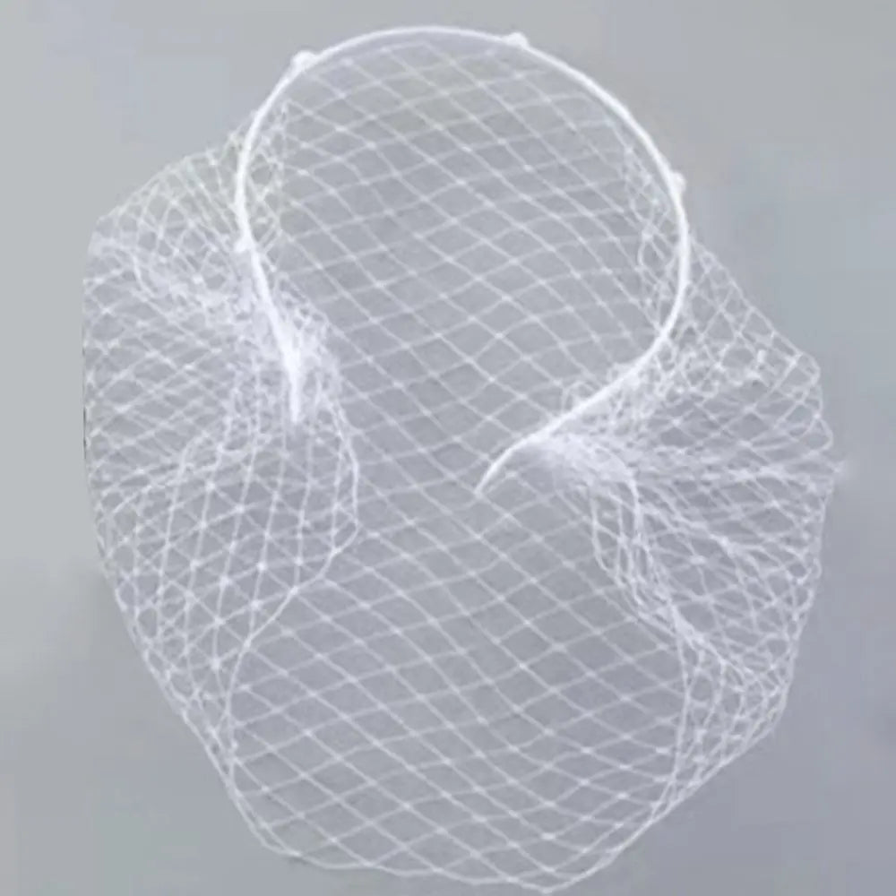 Elegant Veil Headband – Rhinestone & Pearl Mesh Face Cover Veil Headband QXL WhiteWithout diamond