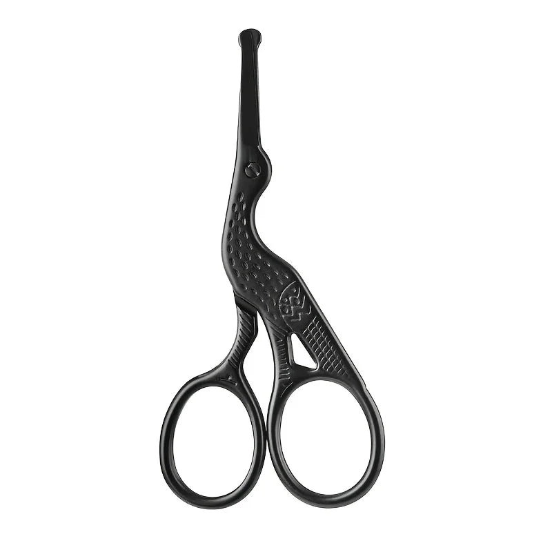 Round Tip Stork Scissors – Eyebrow, Nose & Beard Grooming Grooming Scissors QXL 1pcs(Black)