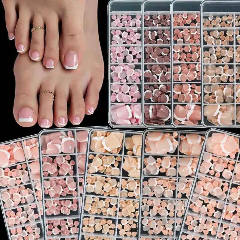 150-Pc Square Matte False Toe Nail Tips | Full Coverage False Toenail Tips QXL