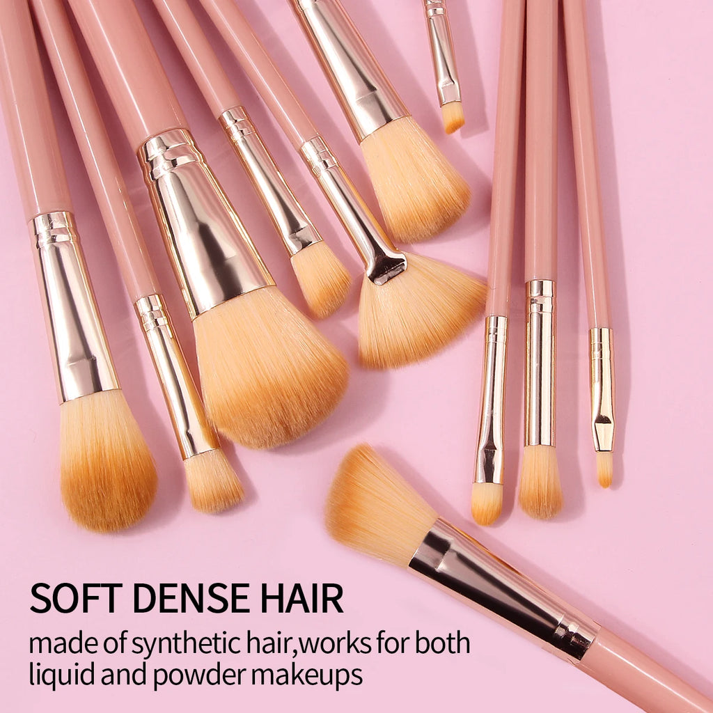 18-Pc Makeup Brush Set with Sponge, Puff & Bag – Pink Makeup Brush Set QXL