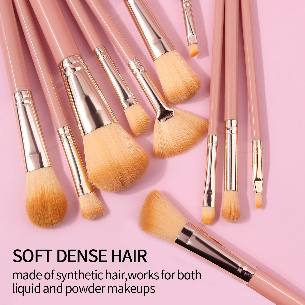 18-Pc Makeup Brush Set with Sponge, Puff & Bag – Pink Makeup Brush Set QXL