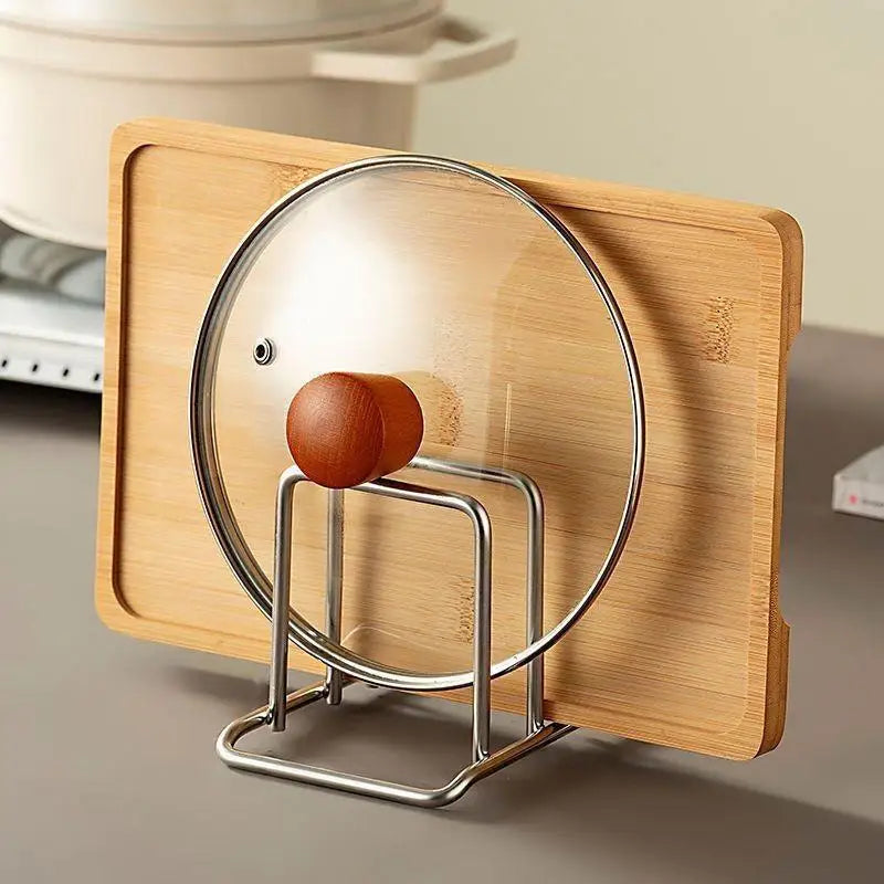 Stainless Steel 3-Slot Pot Lid & Cutting Board Rack Organizer Kitchen Organizer Rack QXL
