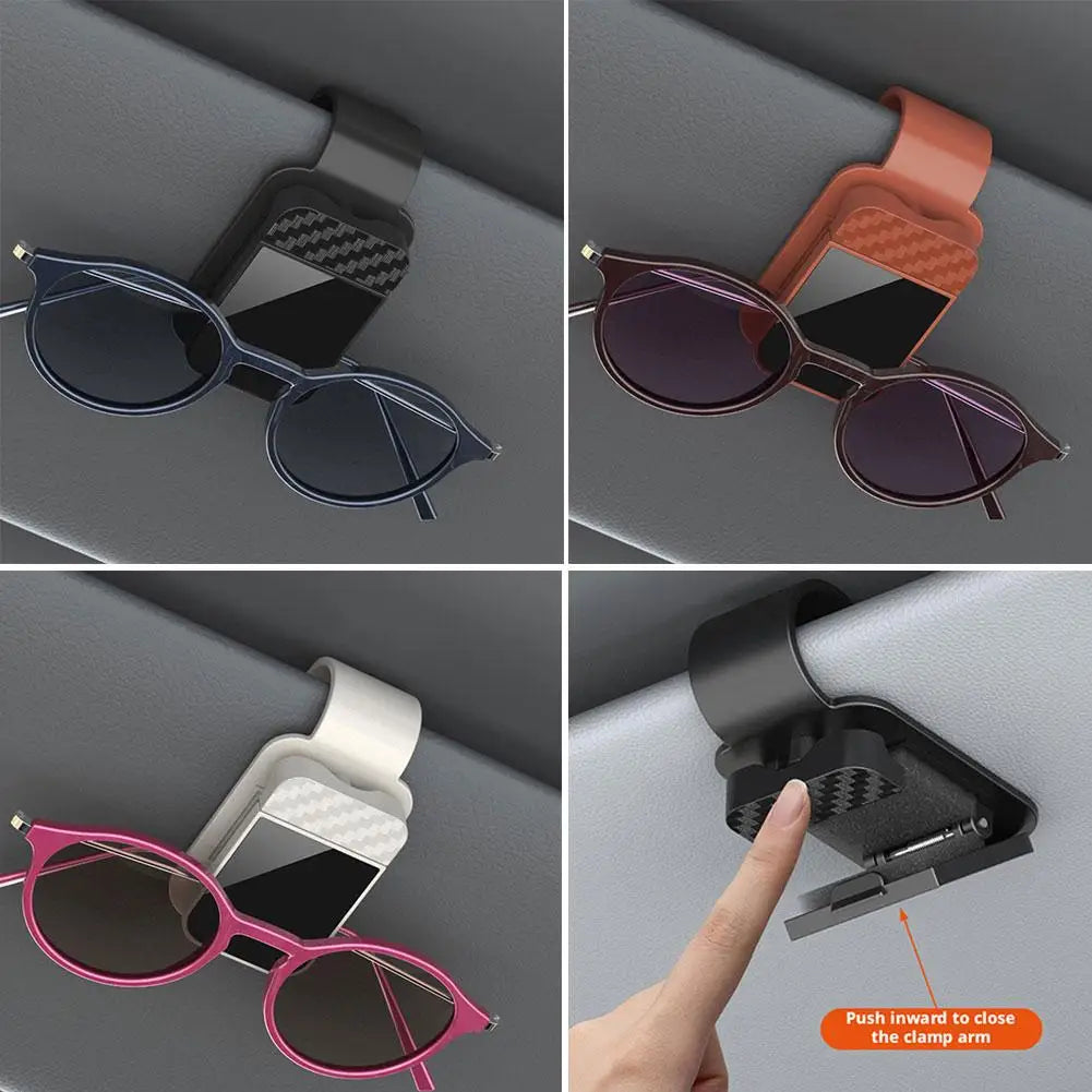 Car Sun Visor Glasses Holder Clip | Carbon Fiber Style Car Visor Glasses Clip QXL