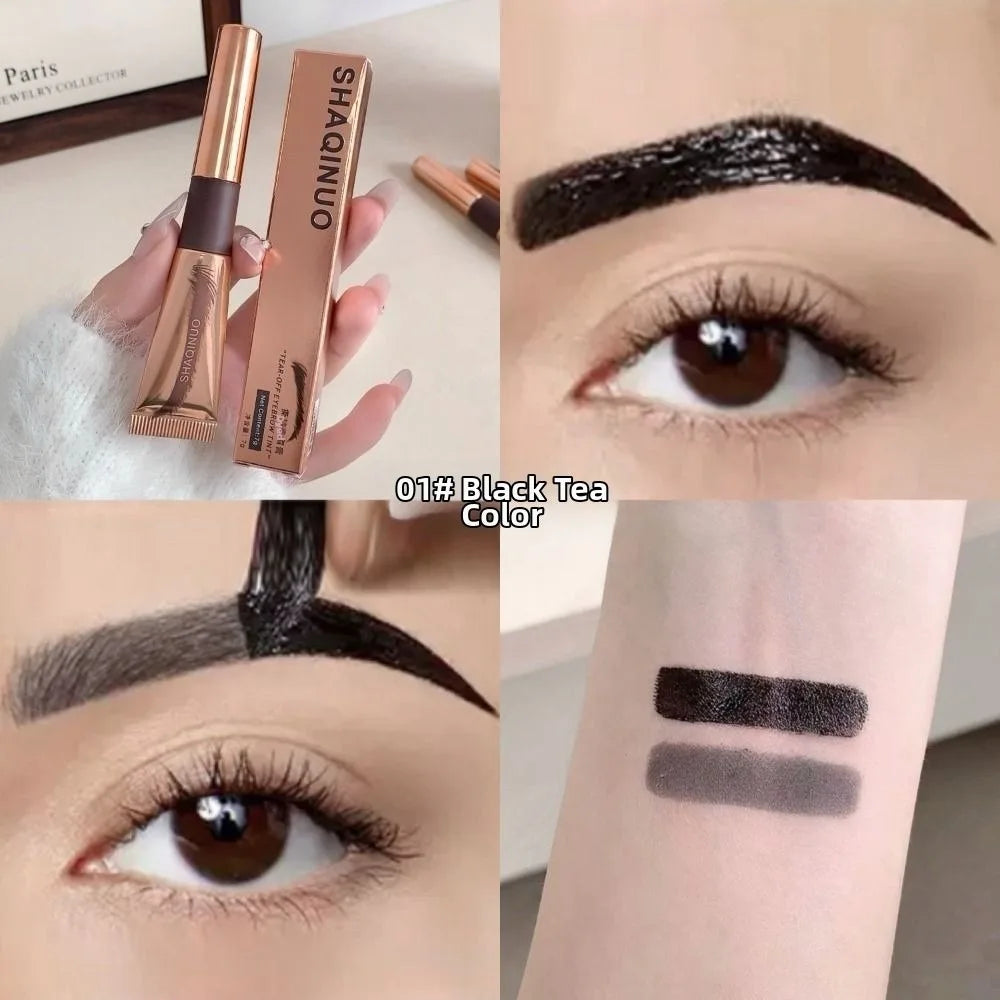 Peel-Off Eyebrow Gel Tint – Waterproof, Long-Lasting Brow Cream Eyebrow Tint Gel QXL Black tea color