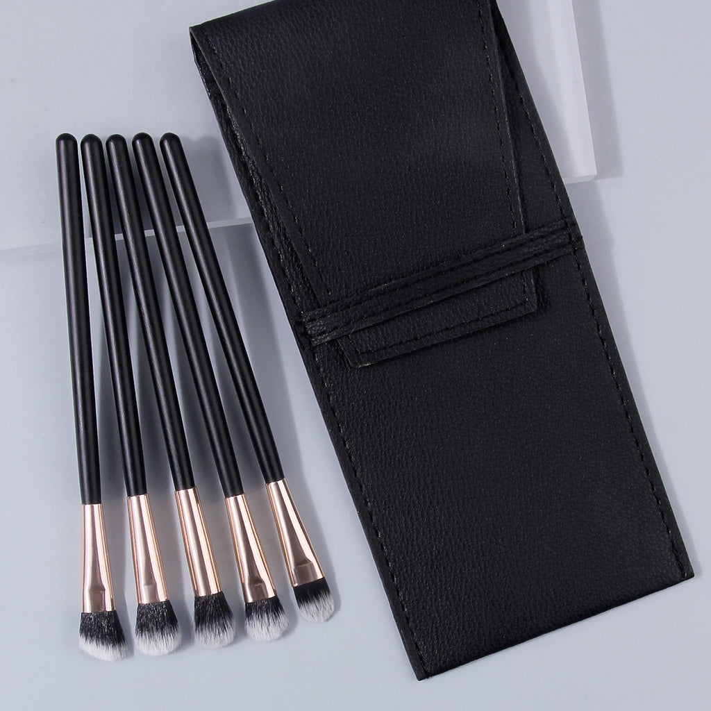 KOSSHOW 6-Piece Eyeshadow Brush Set | Wood Handle & Storage Bag Eye Makeup Brush Set QXL