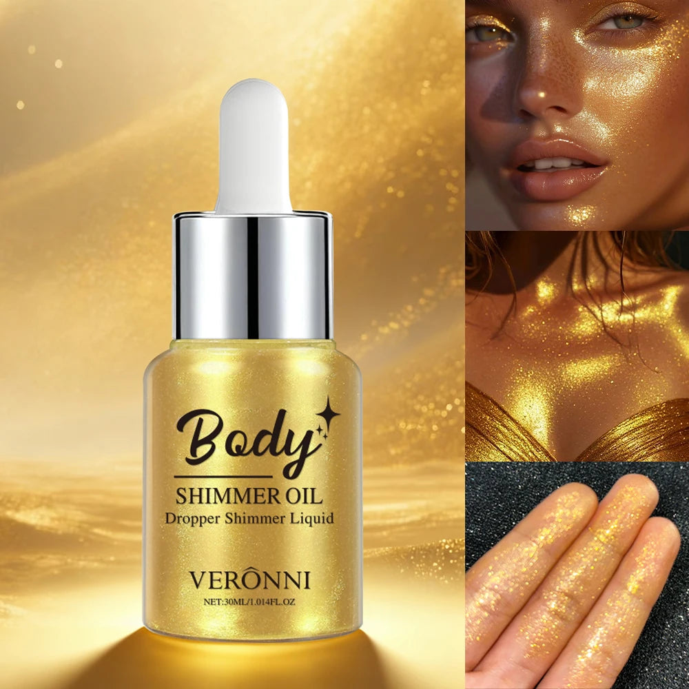 Liquid Shimmer Highlighter Drops for Face & Body – 30ml Liquid Highlighter Drops QXL