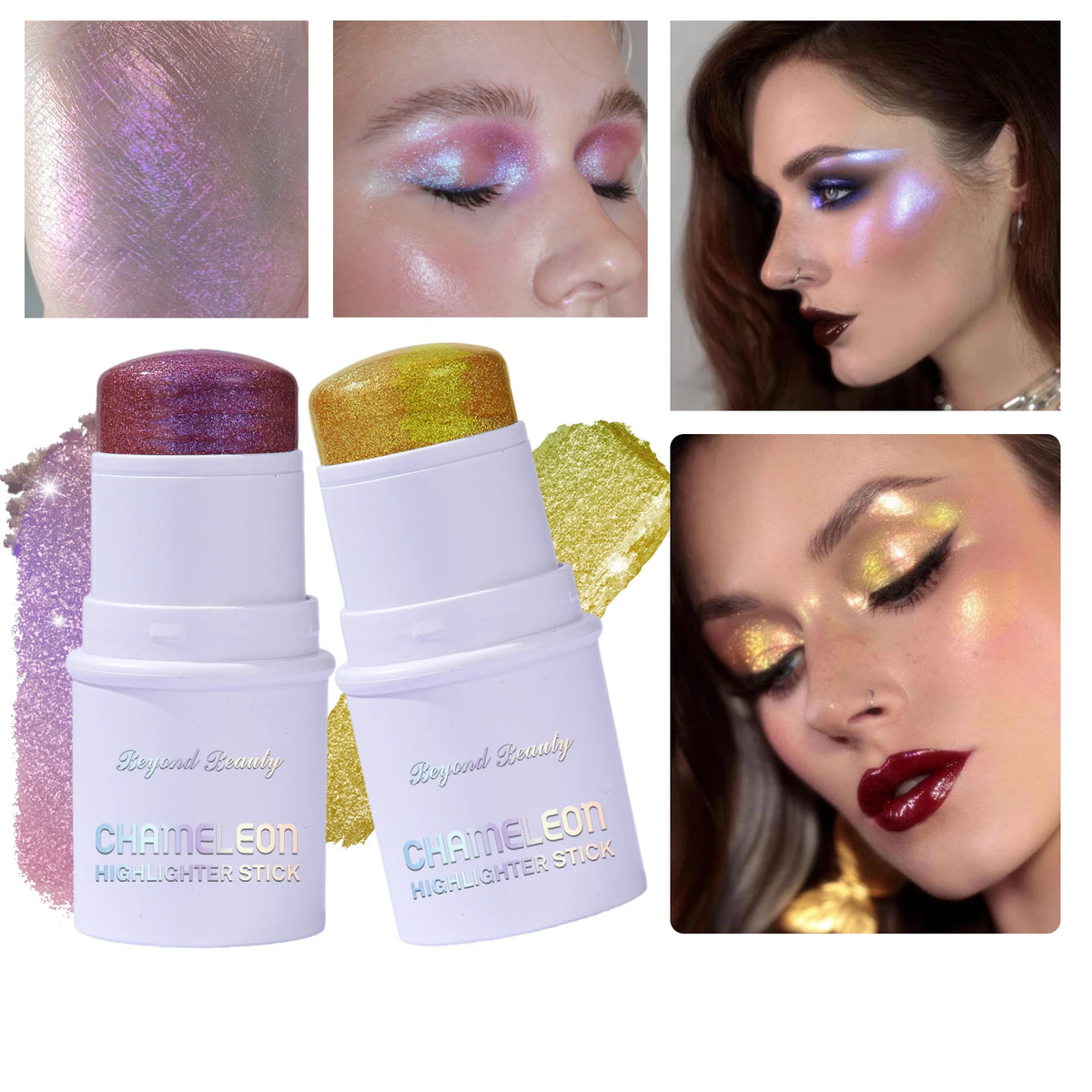 BEYONDBEAUTY Holographic Glitter Shimmer Stick – Face & Body Shimmer Highlighter Stick QXL