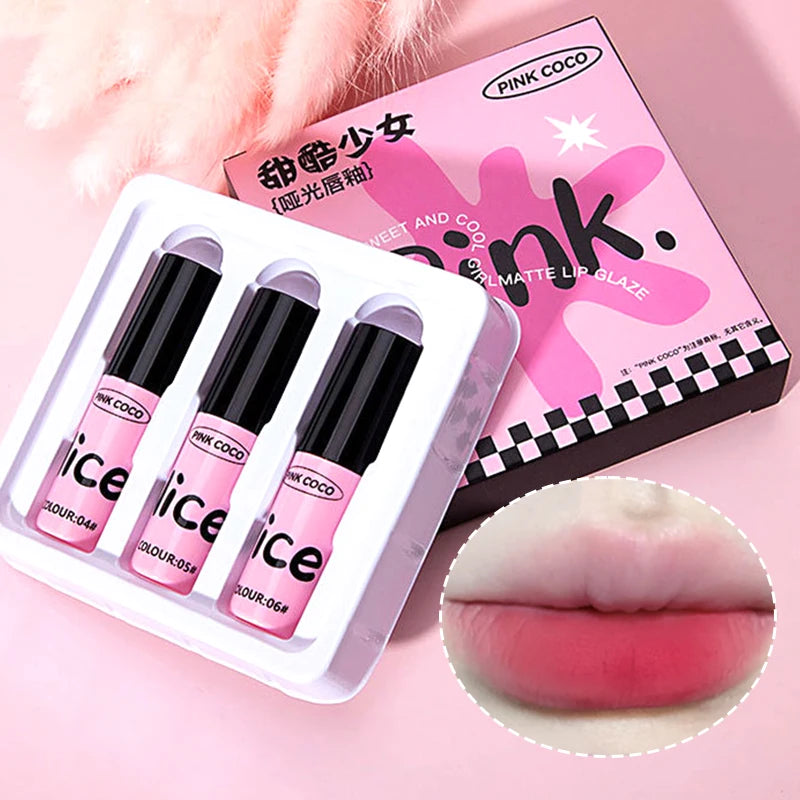GECOMO Matte Lip Glaze Set | Rose & Nude Lip Mud Combo Matte Lip Glaze Set QXL
