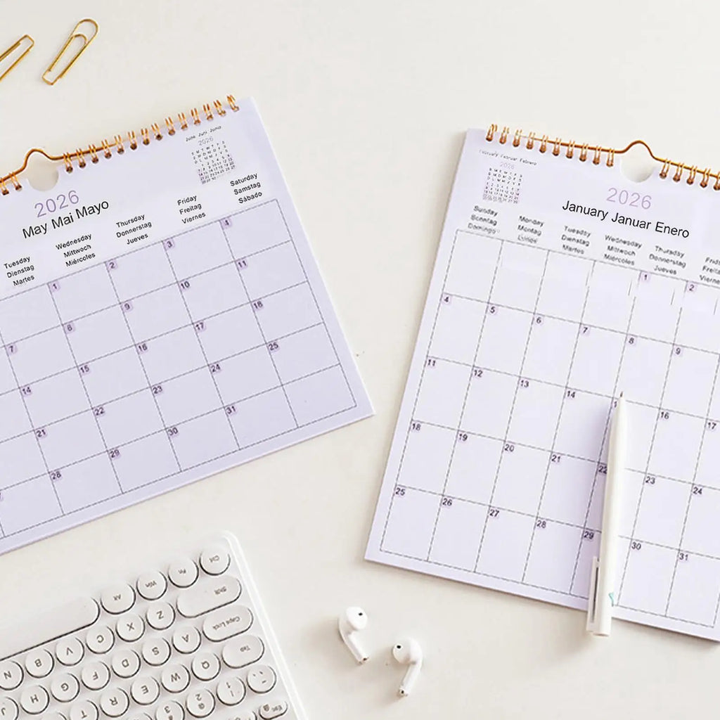 2026 Multilingual Coil Wall Calendar – 12 Month Planner Wall Calendar QXL