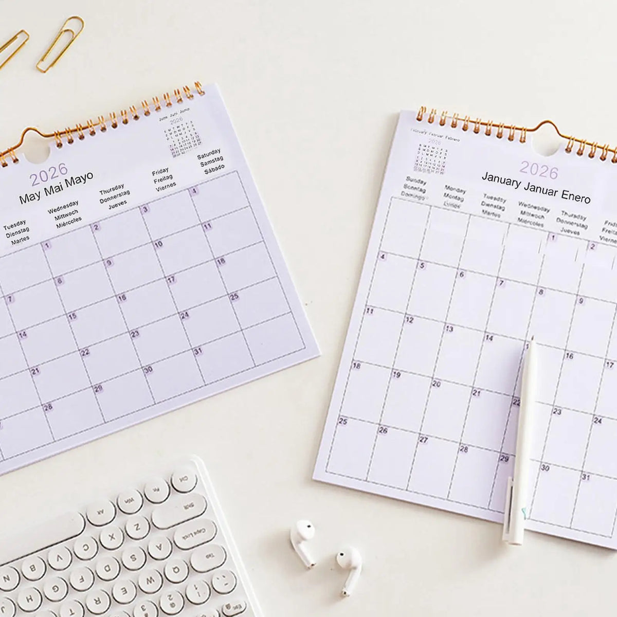 2026 Multilingual Coil Wall Calendar – 12 Month Planner Wall Calendar QXL