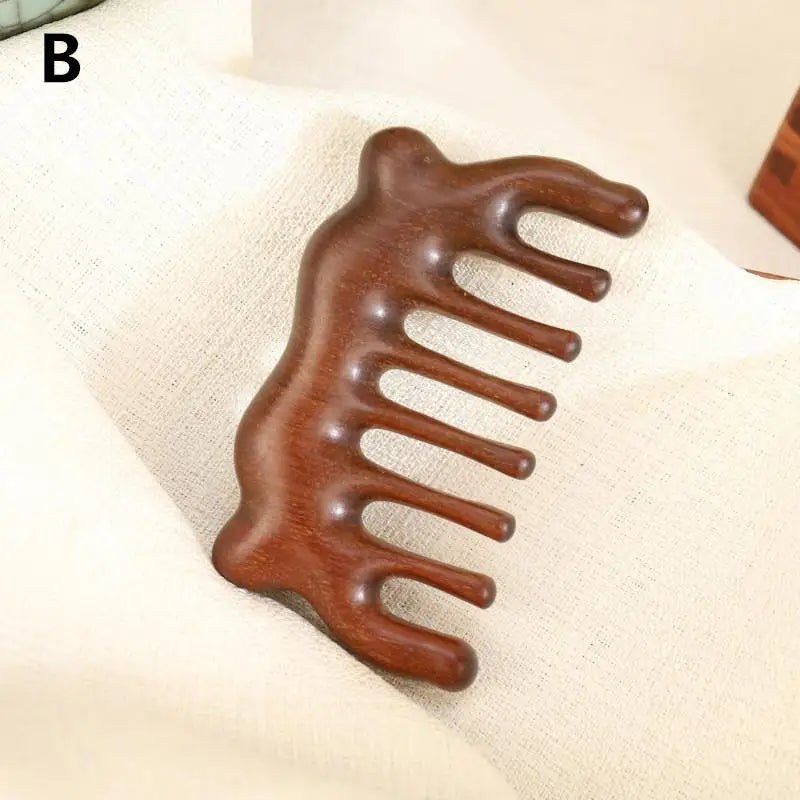 Sandalwood Cat Ear Gua Sha Comb | Wide Tooth Scalp Massager Gua Sha Massage Comb QXL B