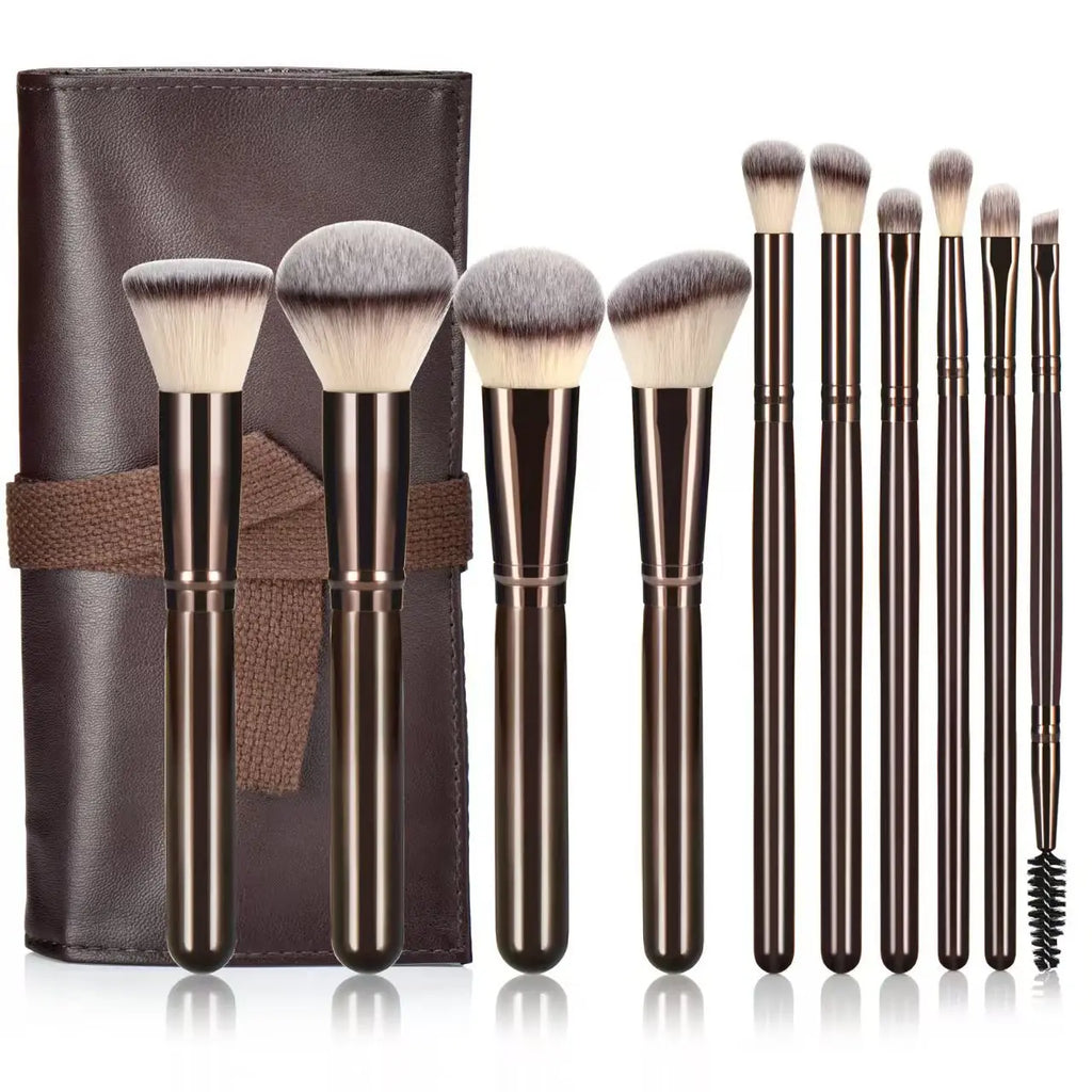 10-Piece Makeup Brush Set with Travel Case | Pro Cosmetic Kit Makeup Brush Set QXL