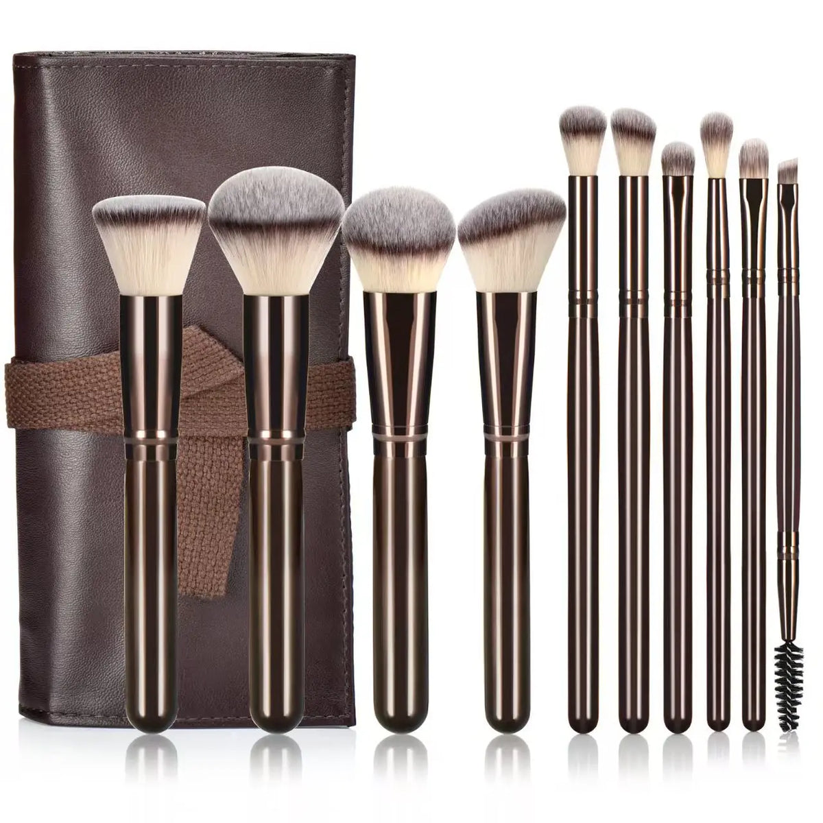 10-Piece Makeup Brush Set with Travel Case | Pro Cosmetic Kit Makeup Brush Set QXL