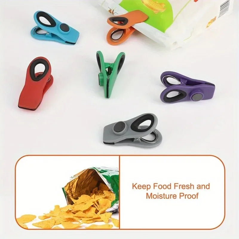Magnetic Food Bag Clips | Airtight Reusable Snack Sealer Set Food Bag Clips QXL