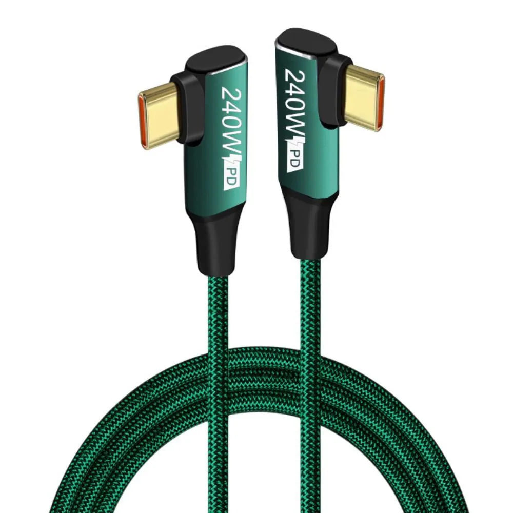 240W USB-C Fast Charging Cable 90° | 48V 5A E-Marker USB-C Charging Cable QXL green 3m