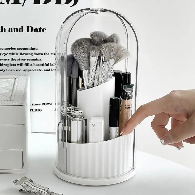 360° Rotating Dustproof Makeup Brush & Cosmetic Organizer Makeup Brush Organizer QXL