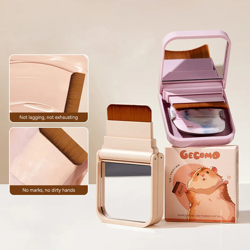 GECOMO Traceless Powder Puff Case with Mirror & Brush Powder Puff Compact QXL