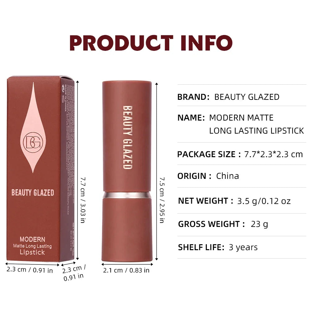 Beauty Glazed Matte Brown Lipstick & Lip Gloss Set | 2-Pc Kit Lip Gloss & Lipstick QXL