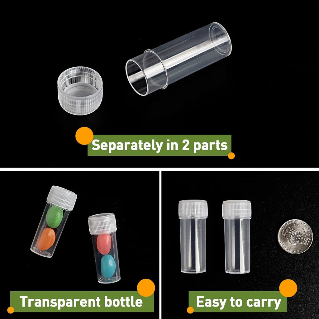 5ml Plastic Mini Sample Vials Leak-Proof Caps | 20/100/200 Pack Mini Sample Vials QXL