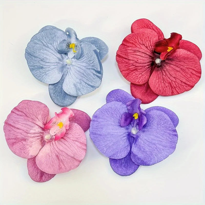 4-Pack Orchid Flower Hair Clips | Multicolor Floral Hairpins Flower Hair Clips QXL 4pcs