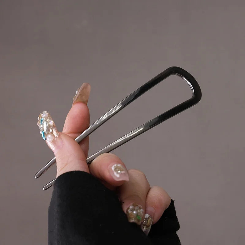 Antique U-Shape Alloy Hair Fork | Multi-Function Hair Clip Hair Fork Clip QXL Black