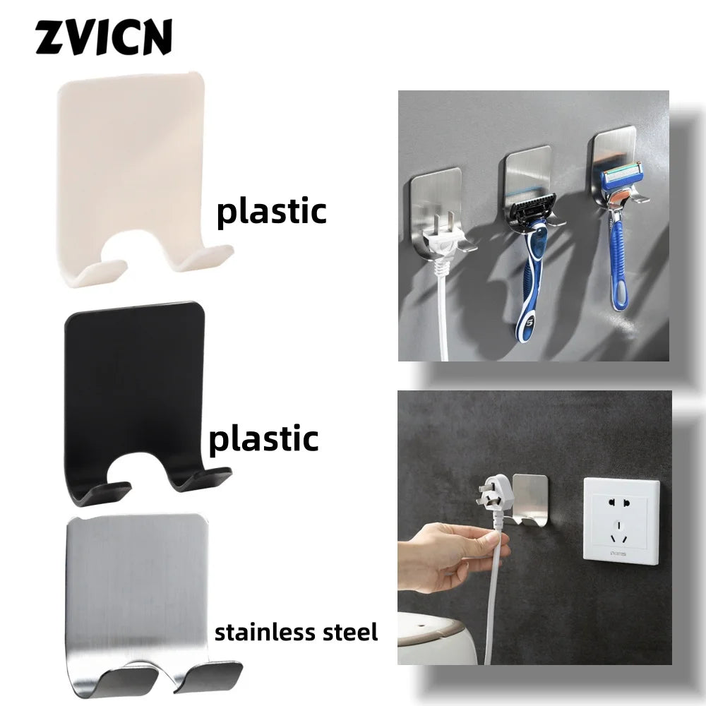 Adhesive Razor & Shaver Holder Hook | Punch-Free Wall Mount Adhesive Wall Hook QXL