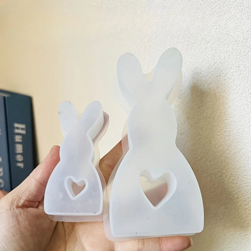 Easter Bunny Heart Silicone Mold – Candle Soap Resin Clay Silicone Craft Mold QXL