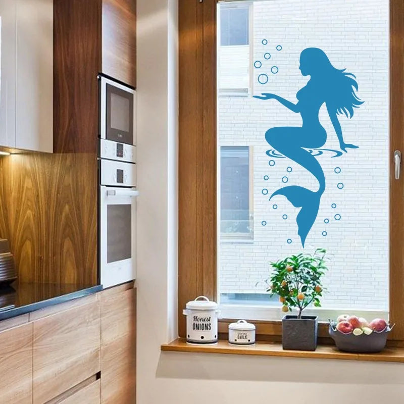 Mermaid Wall Decals Peel & Stick Ocean Stickers for Nursery Wall Decal Stickers QXL