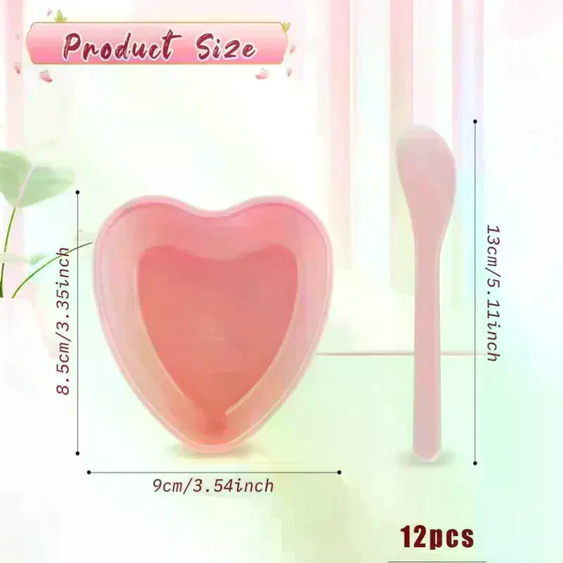 Heart-Shaped Mask Mixing Bowl & Scraper Set | 6 or 12 Pc Mask Mixing Bowl Set QXL