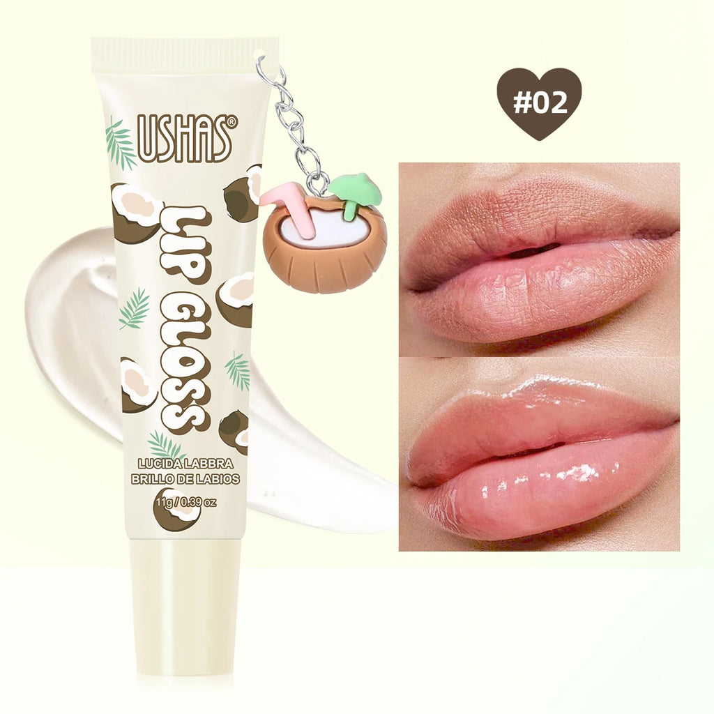 USHAS Donut Pendant Lip Gloss | Fruity Hydrating Lip Oil 5 Flavors Lip Gloss Oil QXL 02