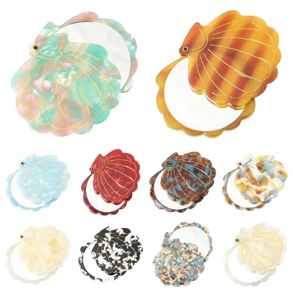 Shell Shape Folding Travel Makeup Mirror | Acetic Acid Compact Travel Mirror QXL