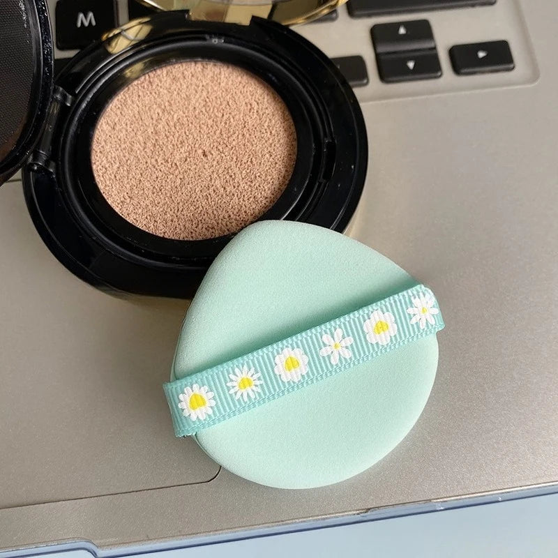 Green Ribbon Air Cushion Powder Puff | Non-Latex Makeup Sponge Cosmetic Powder Puff QXL 1Pc