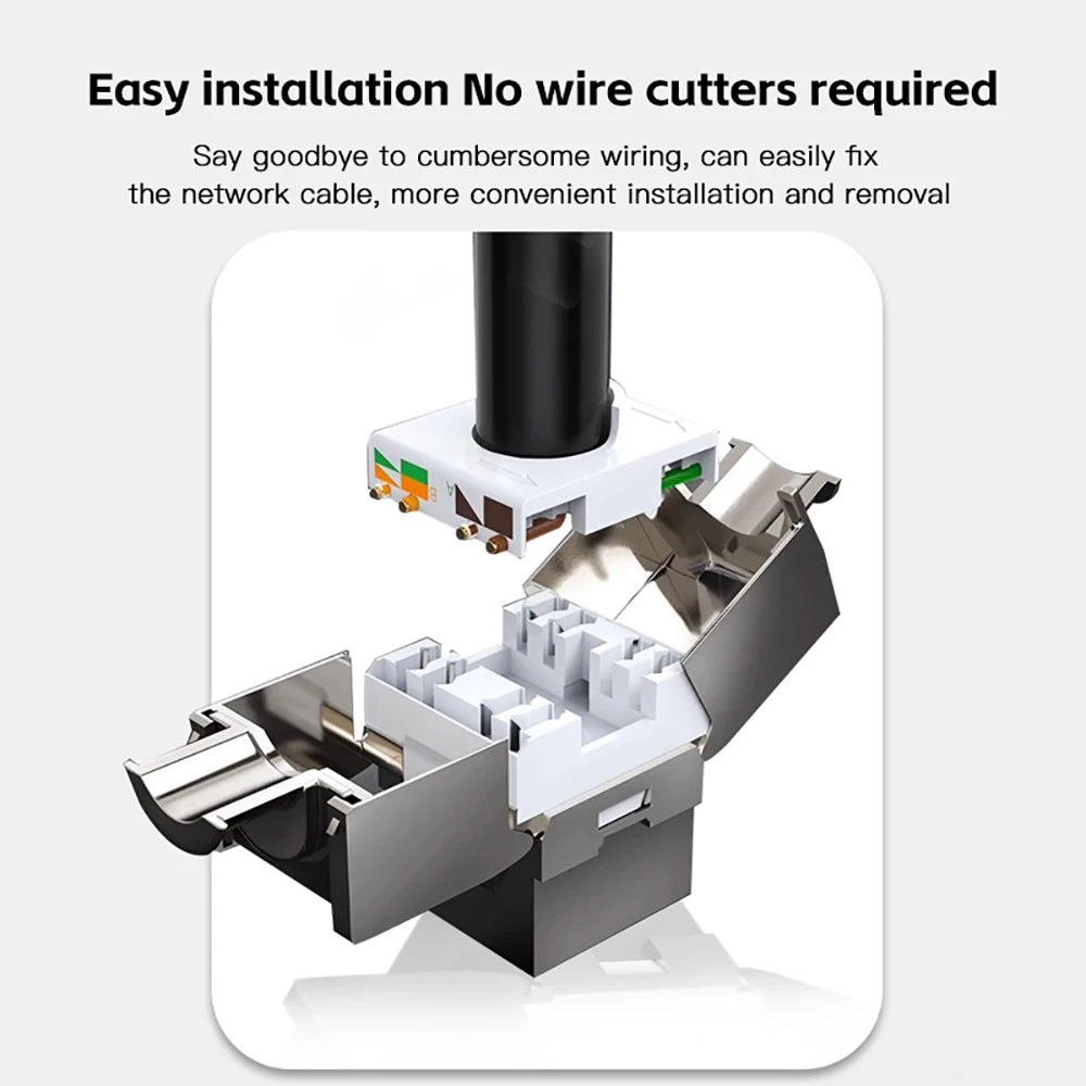 Tool-Less Cat6a Cat7 Shielded Keystone Jack RJ45 STP Module Keystone Jack Module QXL