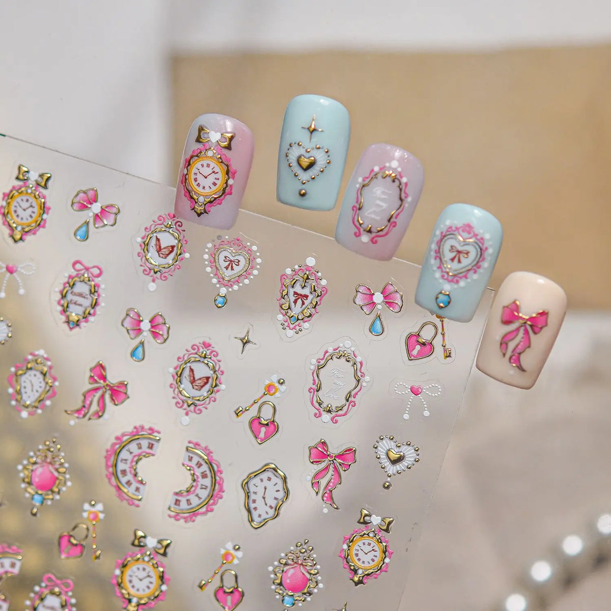5D Lolita Retro Nail Art Stickers – Butterfly, Bow & Moon Decals Nail Art Stickers QXL
