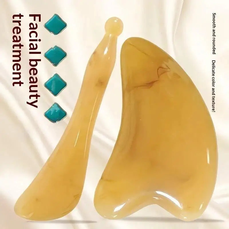 Natural Resin Gua Sha Massage Set | Face Board & Acupoint Stick Gua Sha Massage Set QXL
