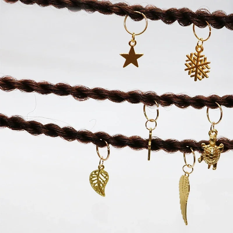 Metal Hollow Hair Braid Rings & Cuffs | Gold Dreadlock Beads Hair Braid Cuffs QXL